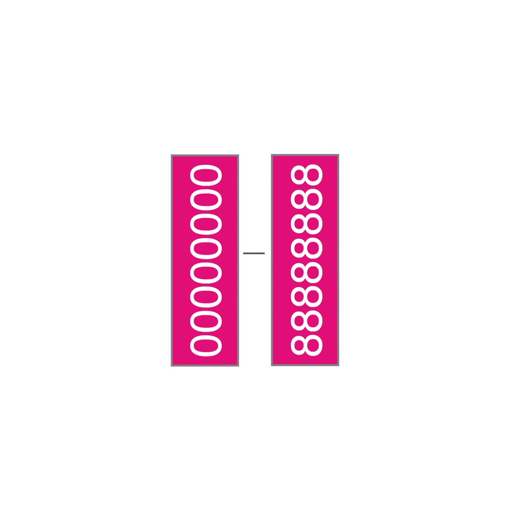 FUKSIA/VALKOISET NUMEROT 0-8